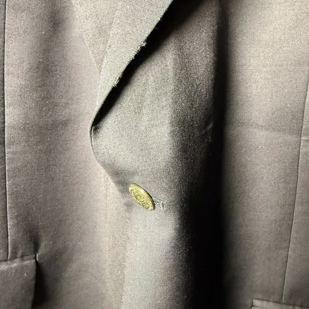Austin Reed Mens Dillards Blue Worsted Wool Blazer Jacket 48R Gold Buttons